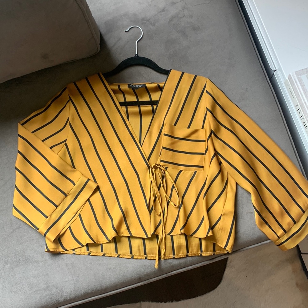 Topshop Golden Striped Blouse, Size US 4 / EUR 8